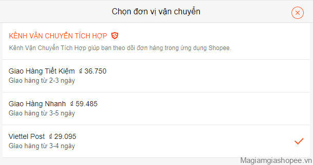GIảm phí vận chuyển Shopee khi thay đổi đơn vị giao hàng